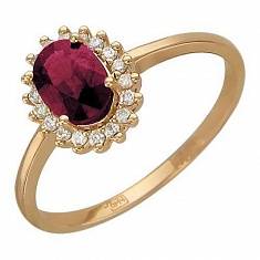 Кольцо из красного золота c рубином и бриллиантом 01К616902-3