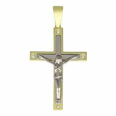 Крест из комбинированного золота c бриллиантом 01Р680615