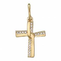 Крест из желтого золота c фианитом 01Р130771
