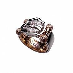 Кольцо из комбинированного золота c бриллиантом 01К683974