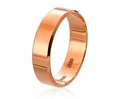Обручальное кольцо плоское c алмазной фаской в красном золоте 60-01-1-10-162