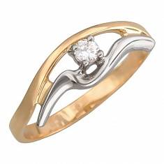 Кольцо из комбинированного золота c бриллиантом 01К663159