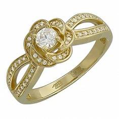 Кольцо из желтого золота c бриллиантом 01К637031