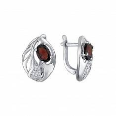 Серьги из серебра c фианитом и гранатом Т19С354141Гр