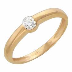 Кольцо из красного золота c бриллиантом 01К614076
