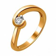 Кольцо из красного золота c бриллиантом 32К610424