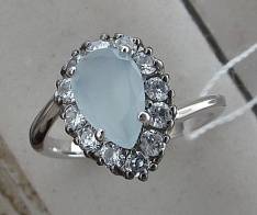 Кольцо из серебра c фианитом и кристаллом С22К250199Ч