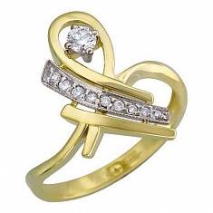 Кольцо из комбинированного золота c бриллиантом 01К665051Ж