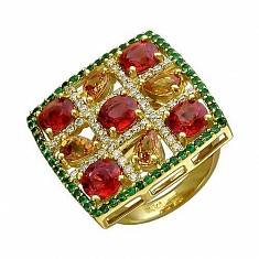 Кольцо из желтого золота c рубином и бриллиантом 01К643069