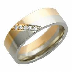 Обручальные кольца из трубы из комбинированного золота c бриллиантом 01О660084