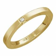 Обручальные кольца из трубы из желтого золота c бриллиантом 01О630297
