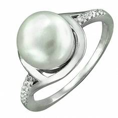 Кольцо из серебра c жемчугом и цирконием Т4К353100773