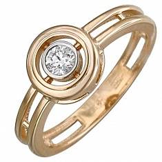 Кольцо из красного золота c бриллиантом 01К617581