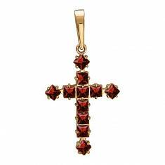 Крест из красного золота c гранатом 01Р310682-3