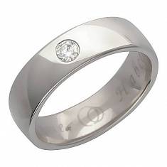 Обручальные кольца из трубы из белого золота c бриллиантом 01О620124