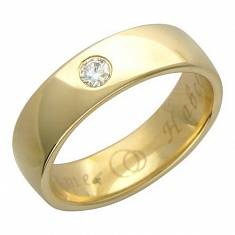 Обручальные кольца из трубы из желтого золота c бриллиантом 01О630124