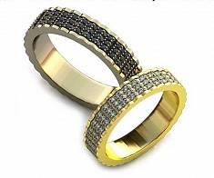 Обручальные кольца плоские с бриллиантами В-4-222