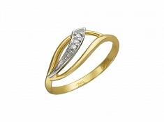 Кольцо из комбинированного золота c бриллиантом 01К666875Ж