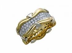 Кольцо из комбинированного золота c бриллиантом 01К685740L