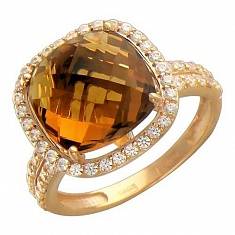 Кольцо из красного золота c аметистом и фианитом 01К315087
