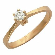 Кольцо из красного золота c бриллиантом 01К613071