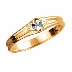 Кольцо из комбинированного золота c бриллиантом 01К6612260