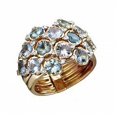 Кольцо из желтого золота c бриллиантом и танзанитом 01К6311960-2