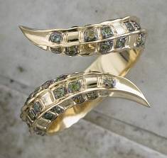 Кольцо из желтого золота c бриллиантом и турмалином 01К6313334-1