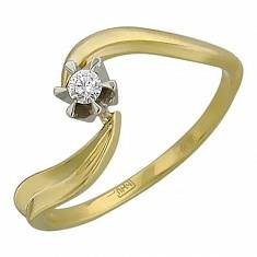 Кольцо из комбинированного золота c бриллиантом 01К683361