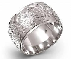 Кольцо из серебра с растительным узором ширина 12мм G-120-04-3-20-012