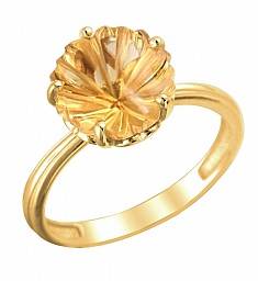 Кольцо из желтого золота c цитрином 01К337909-4