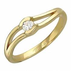 Кольцо из желтого золота c бриллиантом 01К636736