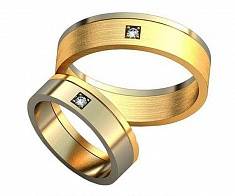 Обручальные кольца плоские комбинированное золото с бриллиантом В-4-146