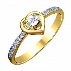 Кольцо из комбинированного золота c бриллиантом 01К6612253Ж