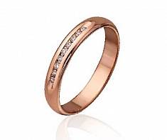 Классическое обручальное кольцо из красного золота с дорожкой 9 бриллиантов Д-30-01-2-12-064