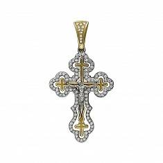 Крест из комбинированного золота c бриллиантом 01Р680915