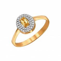 Кольцо из красного золота c фианитом и цитрином 01К3110950-5