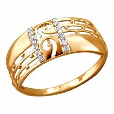 Кольцо из красного золота c фианитом 01К1112638Р