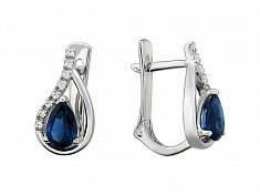 Серьги из серебра c сапфиром и фианитом 01С255946-1