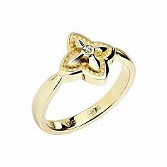 Кольцо из желтого золота c бриллиантом 01К638744