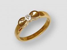 Кольцо из комбинированного золота c бриллиантом 32К660237