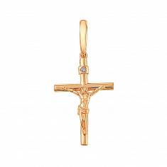 Крест из красного золота c бриллиантом 01Р610616
