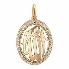 Подвески с мусульманской символикой из красного золота c фианитом 01П111550