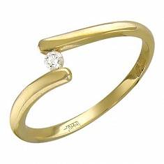 Кольцо из желтого золота c бриллиантом 01К636864