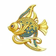 Брошь "Золотая рыбка" Р3Ш2504022П