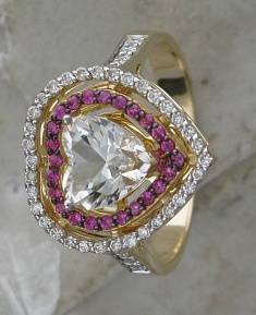 Кольцо из желтого золота c бриллиантом и сапфиром 01К6312974-5