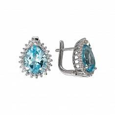 Серьги из серебра c топазом и фианитом Г11С351044TB