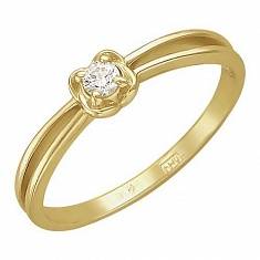 Кольцо из желтого золота c бриллиантом 01К636805