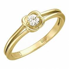 Кольцо из желтого золота c бриллиантом 01К636809