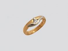 Кольцо из комбинированного золота c бриллиантом 32К660130